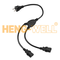 Adaptateur de prise en Y CE EU 3 broches vers 2 prises C13, rallonge d'alimentation droite pour serveur de données