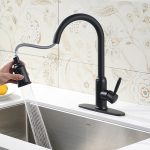 Farmhouse Style SUS 304 Kitchen Sink Faucet High Arc Single Handle Kitchen Mixer Tap with Deck Plate Matte Black Kitchen Faucet - Product Image 3
