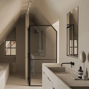 Meuble de salle de bain Senger Stone en travertin et pierre <span class=keywords><strong>calcaire</strong></span>, lavabo mural double vasque pour villa et appartement - Product Image 2