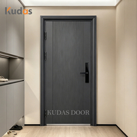 Porte d'entrée de sécurité moderne et minimaliste en acier, anti-effraction, en aluminium moulé, avec serrure intelligente pour appartement et maison