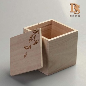 Boîte à sel et à thé en bois carré inachevé avec couvercle laissé <span class=keywords><strong>pour</strong></span> le stockage et l'organisation du thé au café - Product Image 3