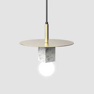 Lustre suspendu en marbre rond à une seule tête E27 LED pour la maison - Product Image 1