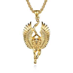 Collier Pendentif Déesse Chat Bastet Égyptienne Ancienne en Acier Inoxydable avec Ailes, Bijou Unisexe, Cadeau - Product Image 1