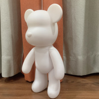 Sculpture d'ours en résine blanche, 18cm-53cm de hauteur, surface givrée, pour peinture fluide DIY, idéale pour la remise des diplômes, Noël, la Saint-Valentin, fait main