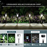 Lot de 10 lampes solaires d'extérieur pour allée, lampes solaires en acier inoxydable étanches pour l'extérieur, éclairage paysager LED pour allée, pelouse/jardin