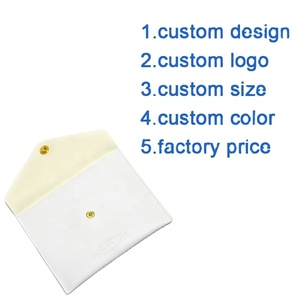 <b>White</b> PU Leather <b>Envelope</b> Button Flap Jewelry Pouch with Custom Embossed logo - Product Image 4
