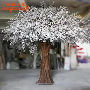 White Artificial Ficus Leaf Tree Plants Of Leaves For Wedding Decor