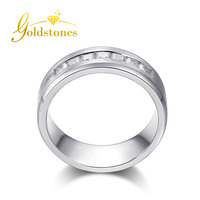 Bague pour homme en or massif 18 carats Pierre Moissanite Coupe princesse 2*2mm Bague pavée Moissanite blanche pour homme