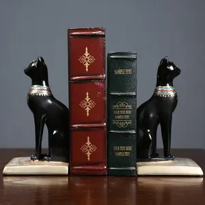 Hars Kat Model Sculptuur Artware Kamer Ornament Siumlate Egyptische Kat God Standbeeld Hars Ambachtelijke Creatieve Luxe Huis Desktop Decor