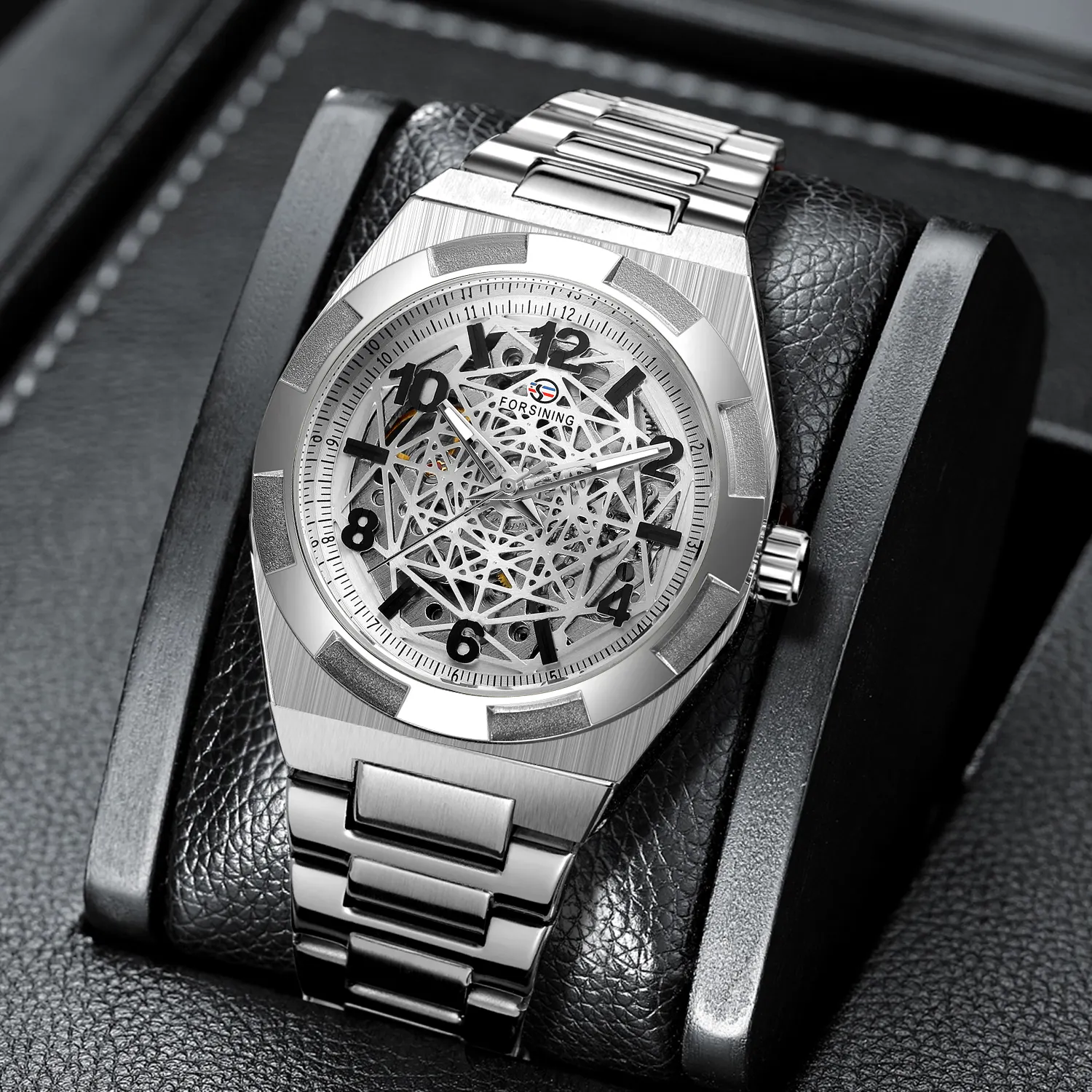 FORSINING Atacado Relógios Elegância Relógio De Pulso Automático reloj de hombre Men Skeleton Custom Watch