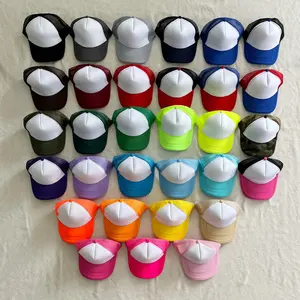 Gorra de conductor de malla de 5 paneles, entrega rápida en 66 colores, gorra de camionero en blanco para hombre