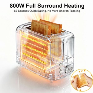 Nova Torradeira Portátil de 2 Fatias com Abertura Larga, <span class=keywords><strong>7</strong></span> Temperaturas Predefinidas e Função Descongelar, Pequena Torradeira Doméstica para Pão e Sanduíches - Product Image 2