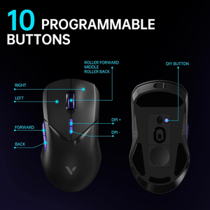 ราปู VT9Pro <span class=keywords><strong>เมาส์</strong></span>เกมมิ่งไร้<span class=keywords><strong>สาย</strong></span> 2.4Ghz 26000 DPI 68g PAW 3398 เซ็นเซอร์ไฟ LED แบ็คไลท์ปุ่มตั้งโปรแกรมได้การออกแบบตามหลักสรีรศาสตร์ 160 - Product Image 6