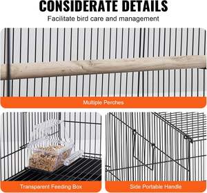 Gabbia per Uccelli Impilabile da 30 Pollici con Vassoio Estraibile e Maniglia per Piccoli Pappagalli, Cocorite, Cocoriteau, Conure, Piccioni - Uso Esterno - Product Image 5