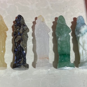 Figura Religiosa de Cuarzo Mixto con la Virgen María Sosteniendo al Niño Jesús, Cristal Natural al por Mayor para Decoración del Hogar Zxw2026041908 Natur - Product Image 4