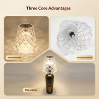 Lampe de table LED pour bouteille de vin, pour bars et restaurants, 3 couleurs d'éclairage, commande tactile, lumière de bouteille de vin en acrylique, à intensité variable, rechargeable