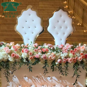 Chaises de trône de mariage en acier inoxydable argenté à dossier haut pour la mariée - Product Image 3