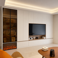 Meuble TV mural intégré moderne, armoire de salon sur mesure, système de rangement de qualité ENF, console multimédia du sol au plafond