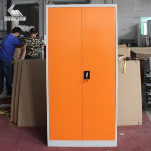 Mueble de Oficina Moderno de Fábrica, Armario Metálico Naranja de Doble Puerta con Estantes Ajustables y Cerradura, para Exteriores - Product Image 3