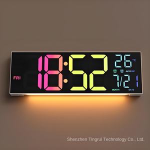 מגב 16 אינץ 'rb הוביל שעון קיר דיגיטלי שליטה מרחוק בלילה אור תפאורה לבית סלון או משרד עם הרכבה פלסטיק - Product Image 4