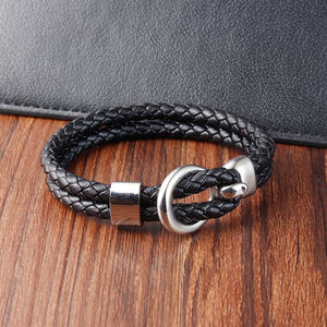 Pulsera <span class=keywords><strong>de</strong></span> cuero genuino trenzado estilo Punk <span class=keywords><strong>vikingo</strong></span> para <span class=keywords><strong>hombre</strong></span>, cierre <span class=keywords><strong>de</strong></span> ancla <span class=keywords><strong>de</strong></span> acero inoxidable 316l, doble capa, bricolaje - Product Image 1