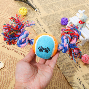 Juguete para mascotas, pelota de tenis, cuerda de algodón, juguete para masticar para perros, limpieza dental, resistente a mordidas, 23*7cm, 110g - Product Image 3