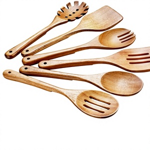 Juego de utensilios de cocina de madera de 6 piezas: espátula, cuchara para pasta, cuchara ranurada, cuchara para sopa, utensilio de cocina antiadherente de madera oscura - Product Image 6
