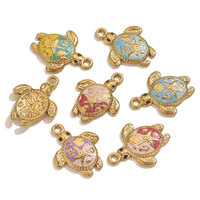 Pendentifs à breloques en émail de tortue d'animal de mer d'acier inoxydable de plaque d'or de PVD 18K pour la fabrication d'accessoires de bijoux