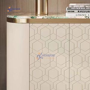 Dessus de marbre de luxe moderne en acier inoxydable avec rembourrage en cuir Buffet/Console/Tv/Vitrines - Product Image 2