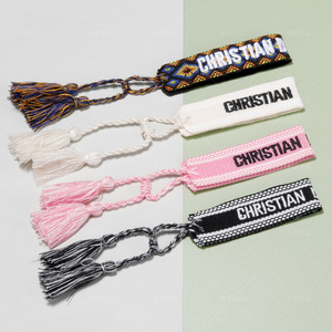 Braccialetto intrecciato dell'amicizia della nappa del cinturino da polso ricamato della boemia bracciale intrecciato regolabile cristiano da donna con lettere Boho - Product Image 3