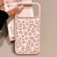 Coque de téléphone antichoc en cuir TPU imprimé léopard rose tendance INS pour iPhone 17 Air 16 15 14 13 12 11 Pro Max