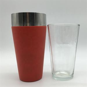 Coctelera de acero inoxidable de 800ml/28oz, coctelera de vinilo rojo con revestimiento de PVC suave, coctelera de vidrio Boston con Color y logotipo personalizado <span class=keywords><strong>OEM</strong></span> - Product Image 2