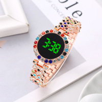 Montre à écran tactile LED en cristal coloré pour femmes