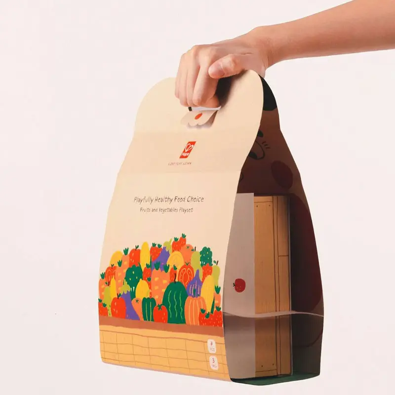 カスタマイズ可能な花のデザインリサイクル段ボール収納紙包装箱ギフトアクセサリーケーキや食品用のギフト包装袋
