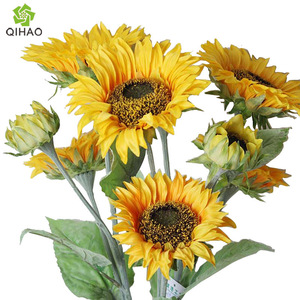 <b>Artificial</b> Sunflower <b>Bouquet</b> 9 Pieces Yellow Silk Flower High Simulation Wedding Home Decor Props - Product Image 4