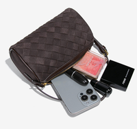 Sacs à main de luxe tendance en suède PU tressé pour femmes, petit sac à bandoulière à poignée tressée, sacs à main pour femmes