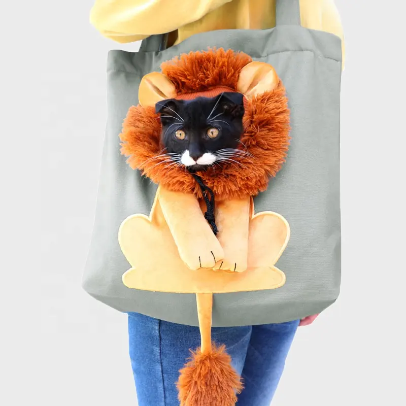 2023 New Cartoon Design Tote Bag Internet Celebrity Hold Dogs Cats Pet Cotton Canvas Tote Bag Student Shoulder Cross Body Bag