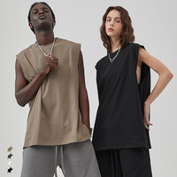 High Street bonne qualité personnalisé couleur unie unisexe gilet mode uni coton ample sans manches col rond hommes T-shirt débardeur