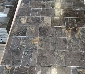 Dalles de pavage en pierre grise Blacklime, découpées à la main, motif aléatoire, design traditionnel épais, résistantes à l'eau, durables, qualité supérieure pour villa - Product Image 1