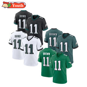 Groothandel Hoge Kwaliteit Jeugd Philadelphia Borduurwerk American Voetbal Jersey Korte Snelle Droge 11 A.J. Bruine Kinderen Gestikt - Product Image 1