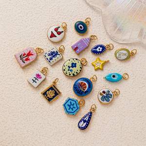 Mama 'S Tuin | Messing 18K Vergulde Handgeschilderde Bedels Voor Diy Sieraden Maken | Mama, Bloem & Fruit Hangers - Product Image 5