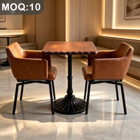 Personnalisation OEM ODM, table en bois massif de luxe pour 4 personnes, ensemble de chaises de salle à manger en métal et cuir pour restaurant, hôtel et bar