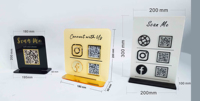 Modèle de signe de médias sociaux personnalisé d'affichage de Code QR de médias sociaux signe de Code QR signe d'affaires de médias sociaux support de bloc de Logo acrylique