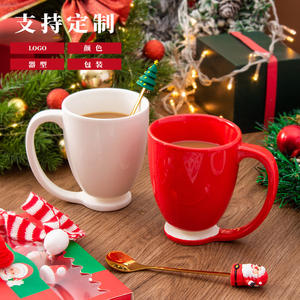 Mug en céramique personnalisé pour Noël, coffret cadeau avec cuillère et poignée, impression sérigraphique pour usage domestique, cadeaux 2024 - Product Image 2