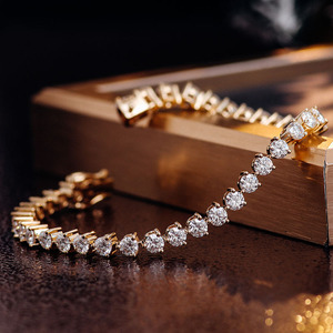 Bracelet Tennis à Bas Prix en Diamant de Laboratoire de 2,5 mm, 3 Griffes, Or Jaune 10k, Bijoux de Luxe VVS, Passe le Testeur de Diamant, Bijoux en Diamant Véritable - Product Image 2