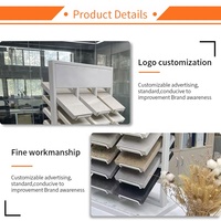 Présentoir de table inclinable multi-rangs en quartz à base robuste, peu encombrant, pour échantillons de carreaux et de verre