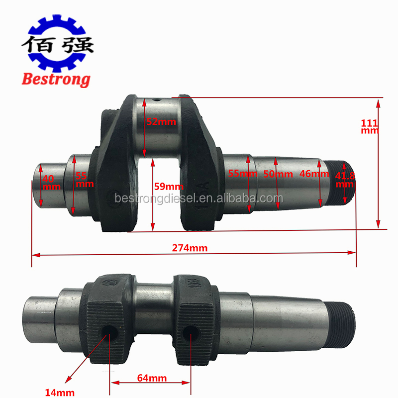 YUCHAI YC195 Cigüeñal de tractor de un solo cilindro de piezas de
