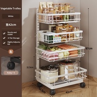 Étagère de rangement pour légumes de cuisine en acier au carbone, mobile, en forme de tour, style européen, sur pied, non pliable, avec tiroirs pour aliments