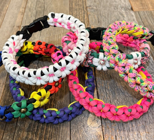Braccialetto Intrecciato Personalizzato con Fiori di Margherita e Girasole, Corda in Nylon 550, Collare per <span class=keywords><strong>Cani</strong></span> con Perline e Fiori - Product Image 1