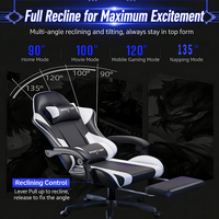 Chaise de jeu ergonomique moderne de style course, dossier haut, pivotante, réglable en hauteur, avec support lombaire et appui-tête, pour bureau et e-sport